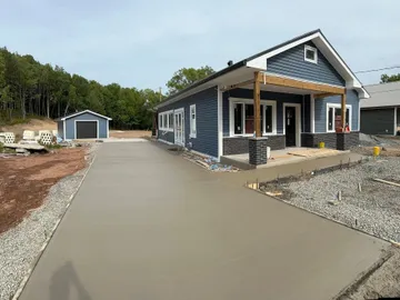 Finished concrete driveway at a new home